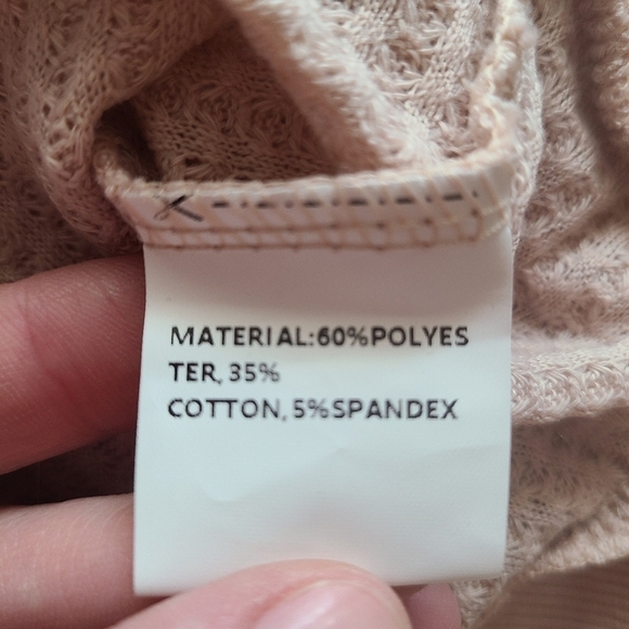 Women's Small Shell Pink V-Neck Waffle Knit Long Sleeve Blouse EUC - Picture 6 of 12